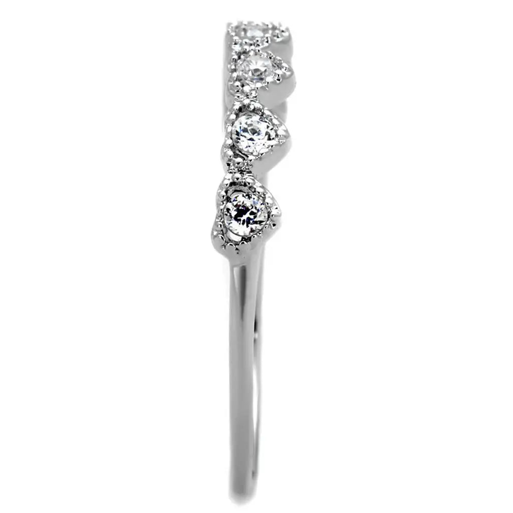 Alamode Rhodium Brass Ring with AAA Grade CZ in Clear - Alamode - Flyclothing LLC