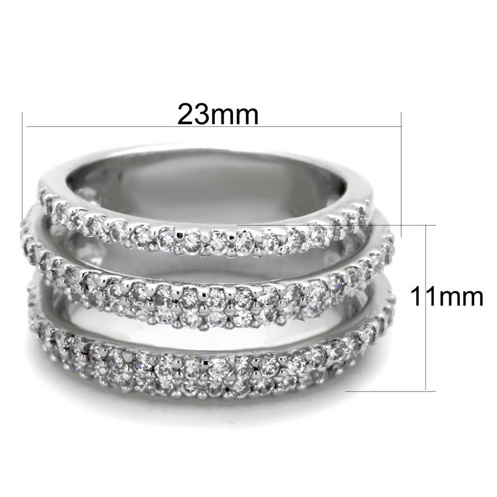 Alamode Rhodium Brass Ring with AAA Grade CZ in Clear - Alamode