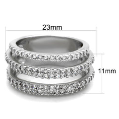 Alamode Rhodium Brass Ring with AAA Grade CZ in Clear - Alamode