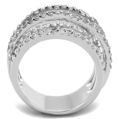Alamode Rhodium Brass Ring with AAA Grade CZ in Clear - Alamode