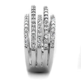 Alamode Rhodium Brass Ring with AAA Grade CZ in Clear - Alamode - Flyclothing LLC