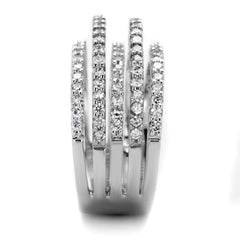 Alamode Rhodium Brass Ring with AAA Grade CZ in Clear - Alamode