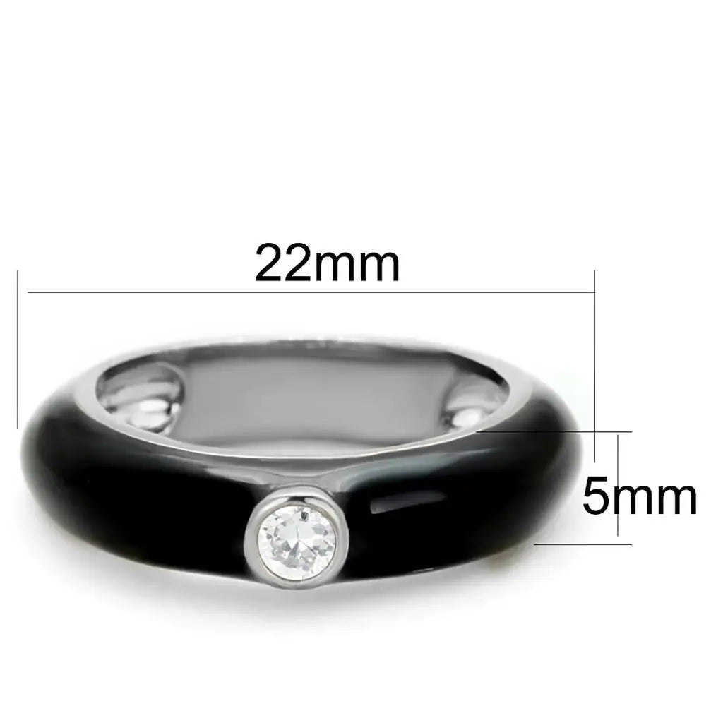 Alamode Rhodium Brass Ring with AAA Grade CZ in Clear - Alamode - Flyclothing LLC