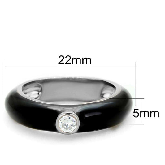 Alamode Rhodium Brass Ring with AAA Grade CZ in Clear - Alamode - Flyclothing LLC