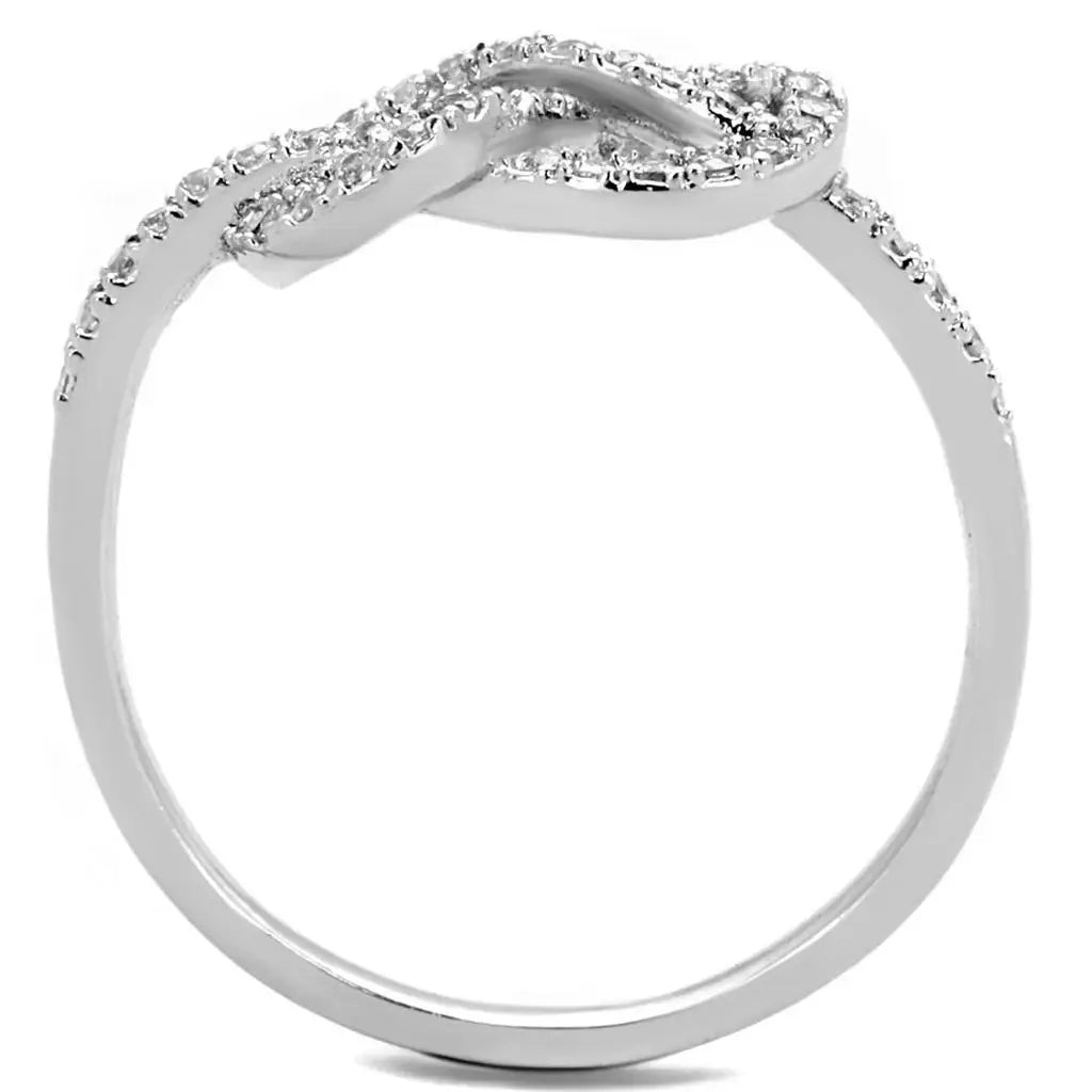Alamode Rhodium Brass Ring with AAA Grade CZ in Clear - Alamode - Flyclothing LLC