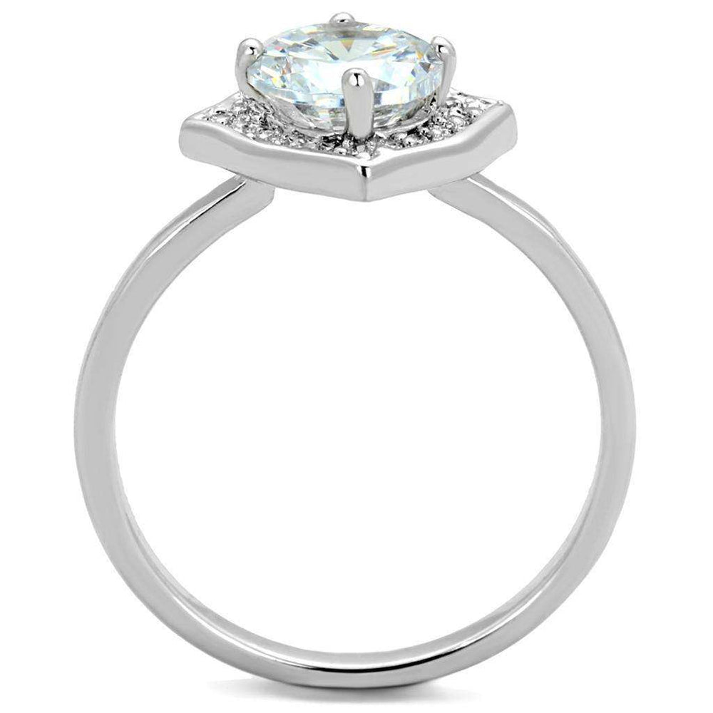 Alamode Rhodium Brass Ring with AAA Grade CZ in Clear - Alamode - Flyclothing LLC