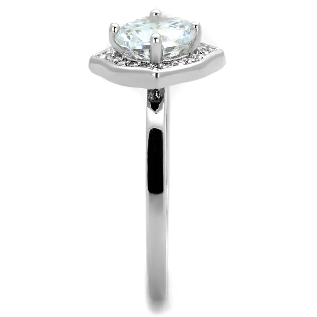 Alamode Rhodium Brass Ring with AAA Grade CZ in Clear - Alamode - Flyclothing LLC