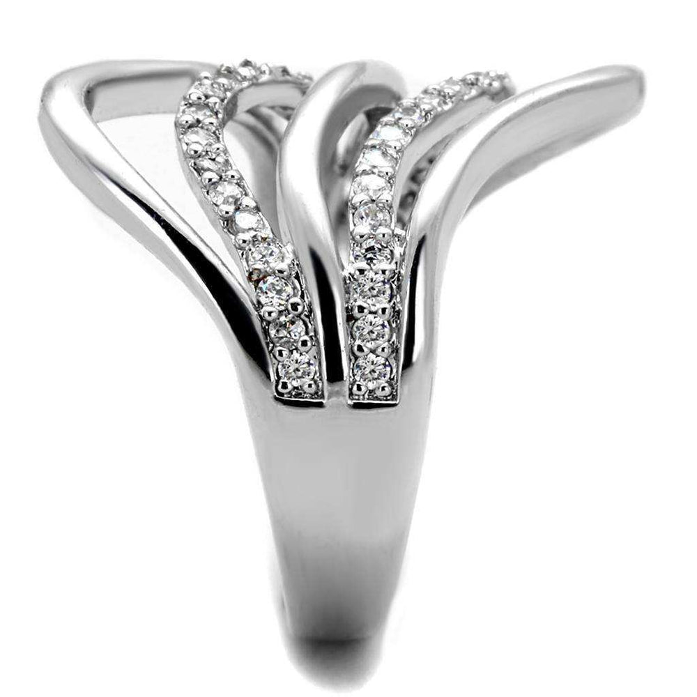 Alamode Rhodium Brass Ring with AAA Grade CZ in Clear - Alamode - Flyclothing LLC