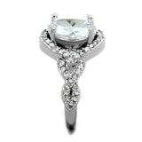 Alamode Rhodium Brass Ring with AAA Grade CZ in Clear - Alamode - Flyclothing LLC