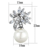 Alamode Rhodium Brass Earrings with Synthetic Pearl in White - Alamode - Flyclothing LLC