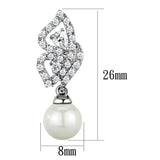 Alamode Rhodium Brass Earrings with Synthetic Pearl in White - Alamode - Flyclothing LLC