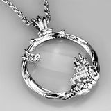 Alamode Rhodium Brass Magnifier pendant with Top Grade Crystal in Clear - Alamode
