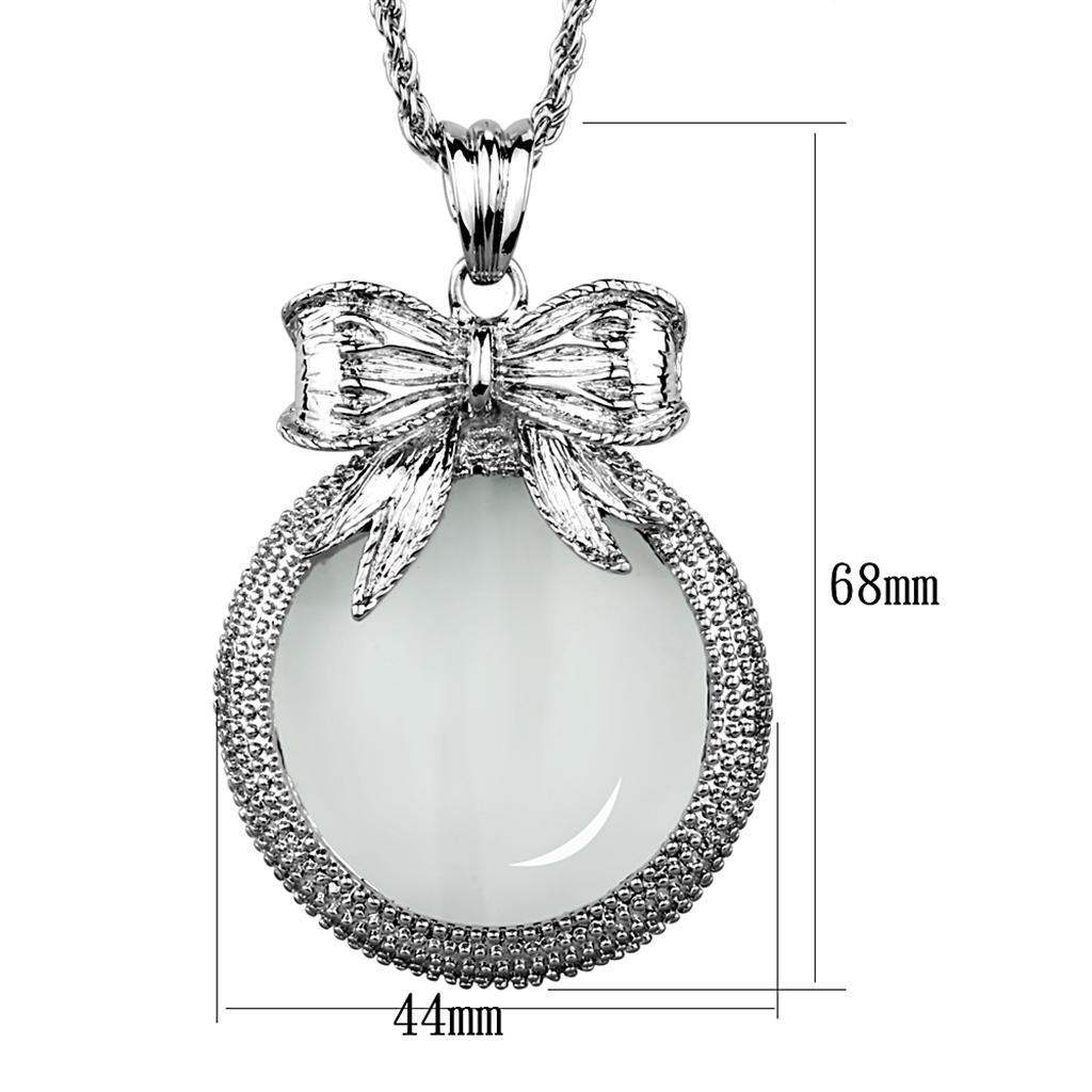 Alamode Rhodium Brass Magnifier pendant with Synthetic Synthetic Glass in Clear - Alamode - Flyclothing LLC