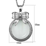 Alamode Rhodium Brass Magnifier pendant with Synthetic Synthetic Glass in Clear - Alamode - Flyclothing LLC