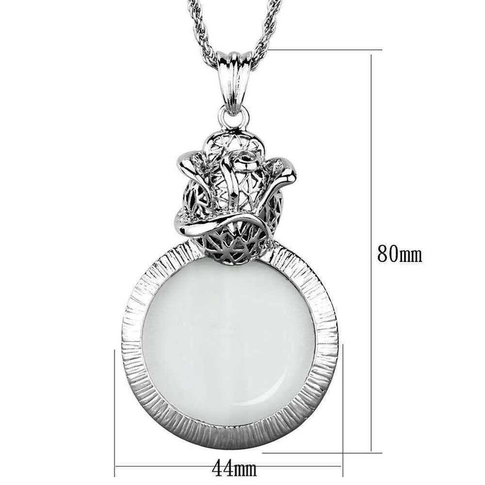 Alamode Rhodium Brass Magnifier pendant with Synthetic Synthetic Glass in Clear - Alamode - Flyclothing LLC