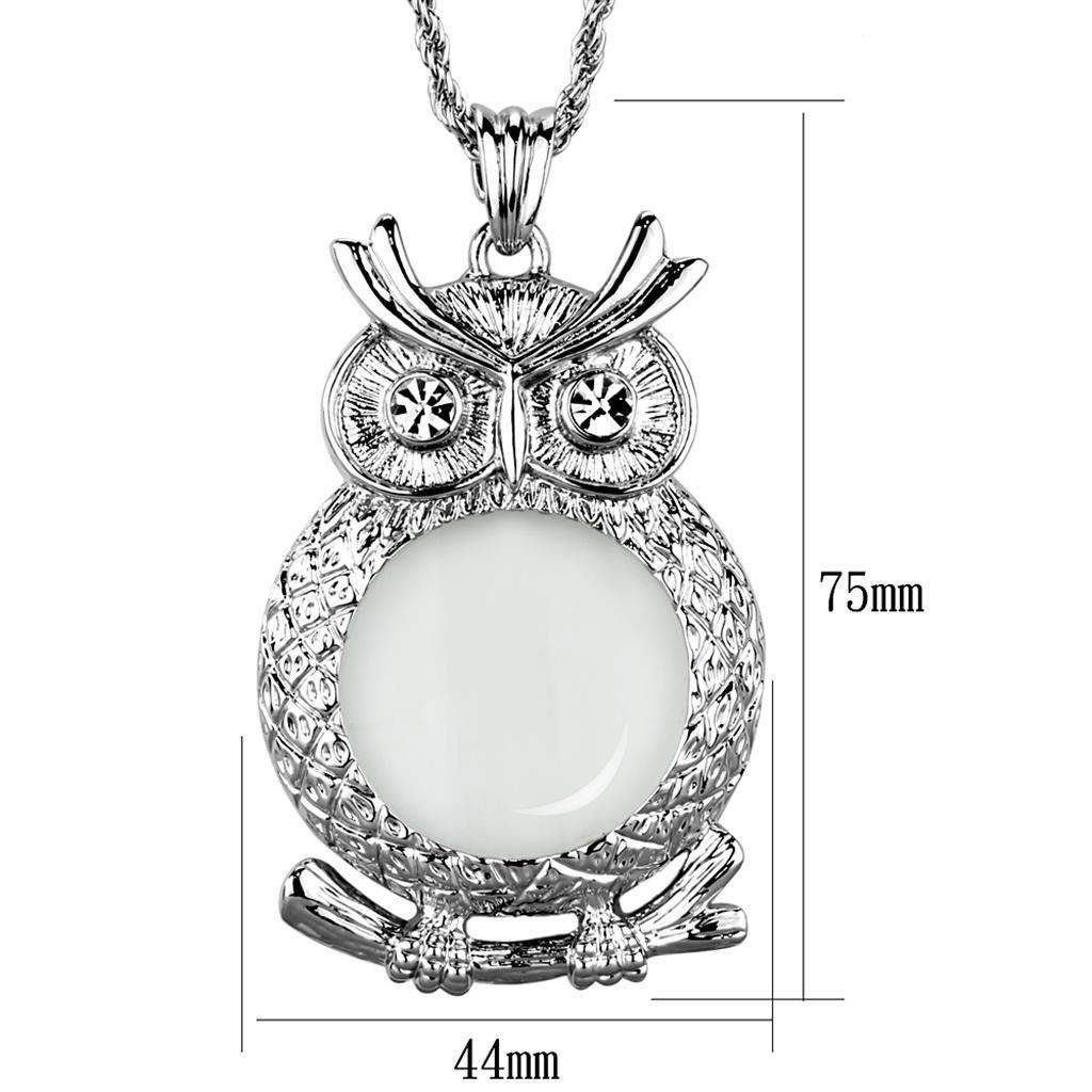 Alamode Rhodium Brass Magnifier pendant with Top Grade Crystal in Clear - Alamode - Flyclothing LLC