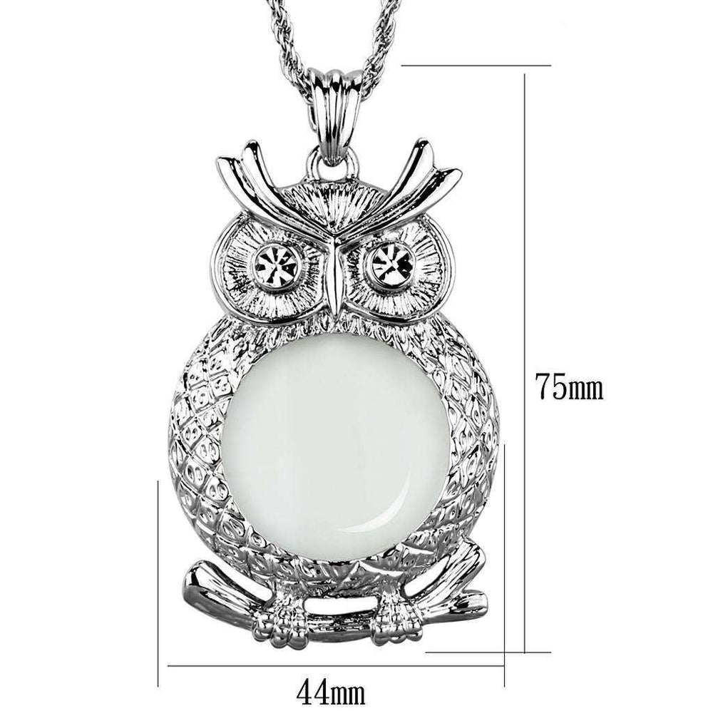 Alamode Rhodium Brass Magnifier pendant with Top Grade Crystal in Clear - Alamode - Flyclothing LLC