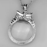 Alamode Rhodium Brass Magnifier pendant with Top Grade Crystal in Clear - Alamode