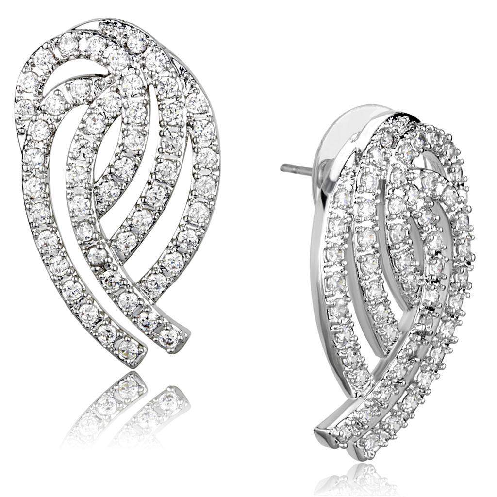 Alamode Rhodium Brass Jewelry Sets with AAA Grade CZ in Clear - Alamode - Flyclothing LLC