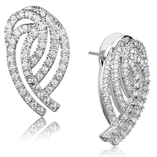 Alamode Rhodium Brass Jewelry Sets with AAA Grade CZ in Clear - Alamode - Flyclothing LLC