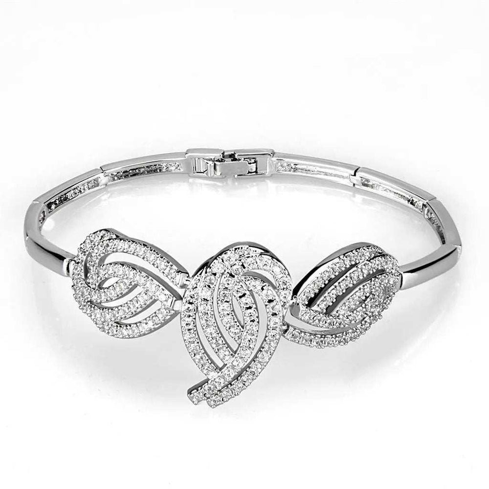 Alamode Rhodium Brass Jewelry Sets with AAA Grade CZ in Clear - Alamode - Flyclothing LLC