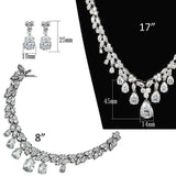 Alamode Rhodium Brass Jewelry Sets with AAA Grade CZ in Clear - Alamode - Flyclothing LLC