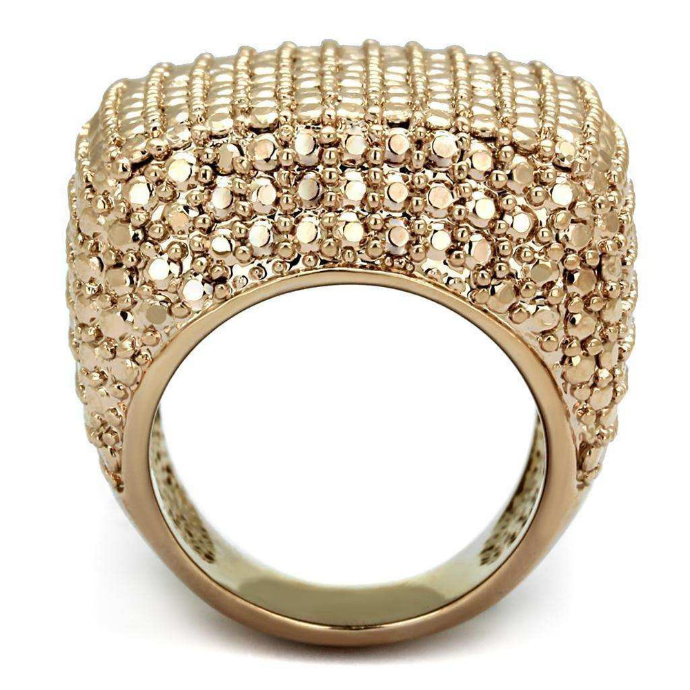 Alamode IP Rose Gold(Ion Plating) Brass Ring with AAA Grade CZ in Metallic Light Gold - Alamode - Flyclothing LLC