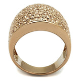 Alamode IP Rose Gold(Ion Plating) Brass Ring with AAA Grade CZ in Metallic Light Gold - Alamode