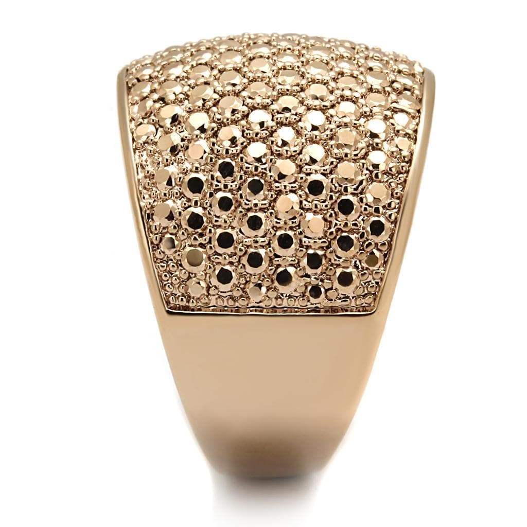 Alamode IP Rose Gold(Ion Plating) Brass Ring with AAA Grade CZ in Metallic Light Gold - Alamode - Flyclothing LLC