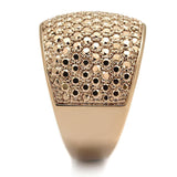 Alamode IP Rose Gold(Ion Plating) Brass Ring with AAA Grade CZ in Metallic Light Gold - Alamode