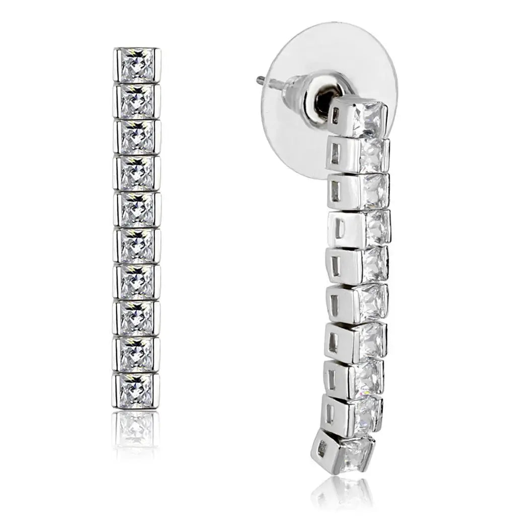 Alamode Rhodium Brass Jewelry Sets with AAA Grade CZ in Clear - Alamode - Flyclothing LLC