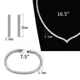 Alamode Rhodium Brass Jewelry Sets with AAA Grade CZ in Clear - Alamode - Flyclothing LLC