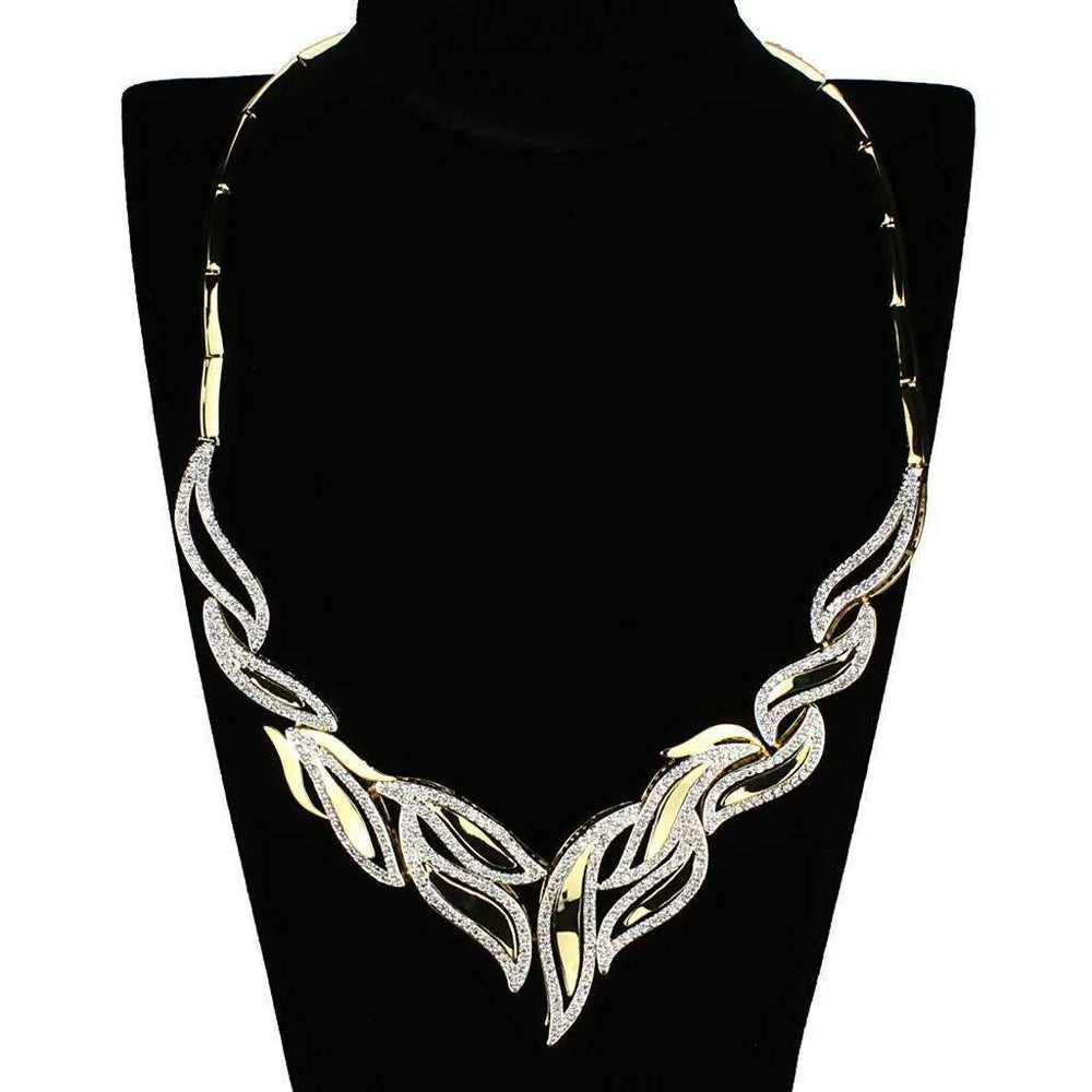 Alamode Gold+Rhodium Brass Jewelry Sets with AAA Grade CZ in Clear - Alamode - Flyclothing LLC