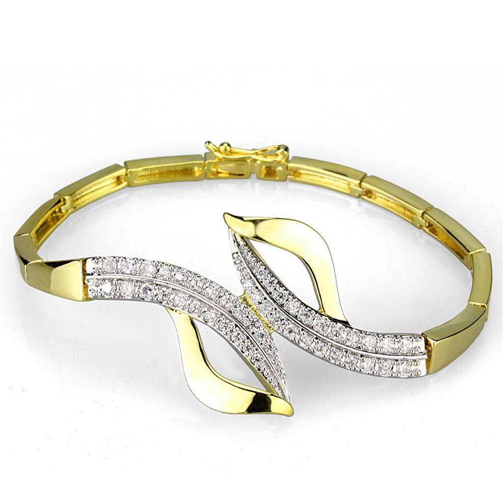 Alamode Gold+Rhodium Brass Jewelry Sets with AAA Grade CZ in Clear - Alamode - Flyclothing LLC