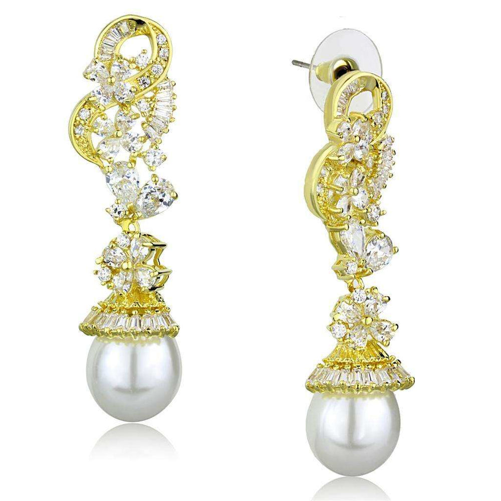 Alamode Gold Brass Jewelry Sets with AAA Grade CZ in Clear - Alamode - Flyclothing LLC