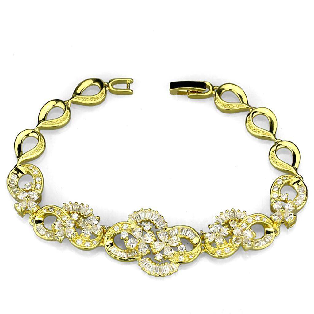 Alamode Gold Brass Jewelry Sets with AAA Grade CZ in Clear - Alamode - Flyclothing LLC