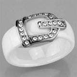 Alamode High polished (no plating) Stainless Steel Ring with Ceramic in White - Alamode - Flyclothing LLC