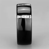 Alamode High polished (no plating) Stainless Steel Ring with Ceramic in Jet - Alamode - Flyclothing LLC