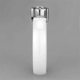 Alamode High polished (no plating) Stainless Steel Ring with Ceramic in White - Alamode - Flyclothing LLC