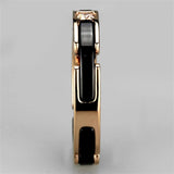 Alamode IP Rose Gold(Ion Plating) Stainless Steel Ring with Ceramic in Jet - Alamode