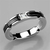 Alamode High polished (no plating) Stainless Steel Ring with Ceramic in Jet - Alamode - Flyclothing LLC