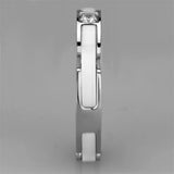 Alamode High polished (no plating) Stainless Steel Ring with Ceramic in White - Alamode - Flyclothing LLC