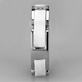 Alamode High polished (no plating) Stainless Steel Ring with Ceramic in White - Alamode - Flyclothing LLC