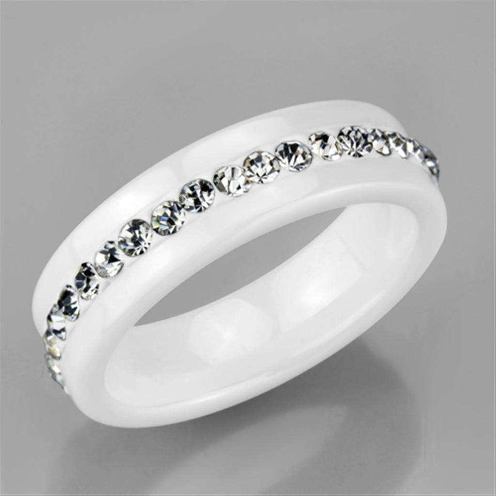 Alamode High polished (no plating) Stainless Steel Ring with Ceramic in White - Alamode - Flyclothing LLC