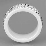 Alamode High polished (no plating) Stainless Steel Ring with Ceramic in White - Alamode - Flyclothing LLC