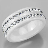 Alamode High polished (no plating) Stainless Steel Ring with Ceramic in White - Alamode - Flyclothing LLC