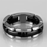 Alamode High polished (no plating) Stainless Steel Ring with Ceramic in Jet - Alamode - Flyclothing LLC