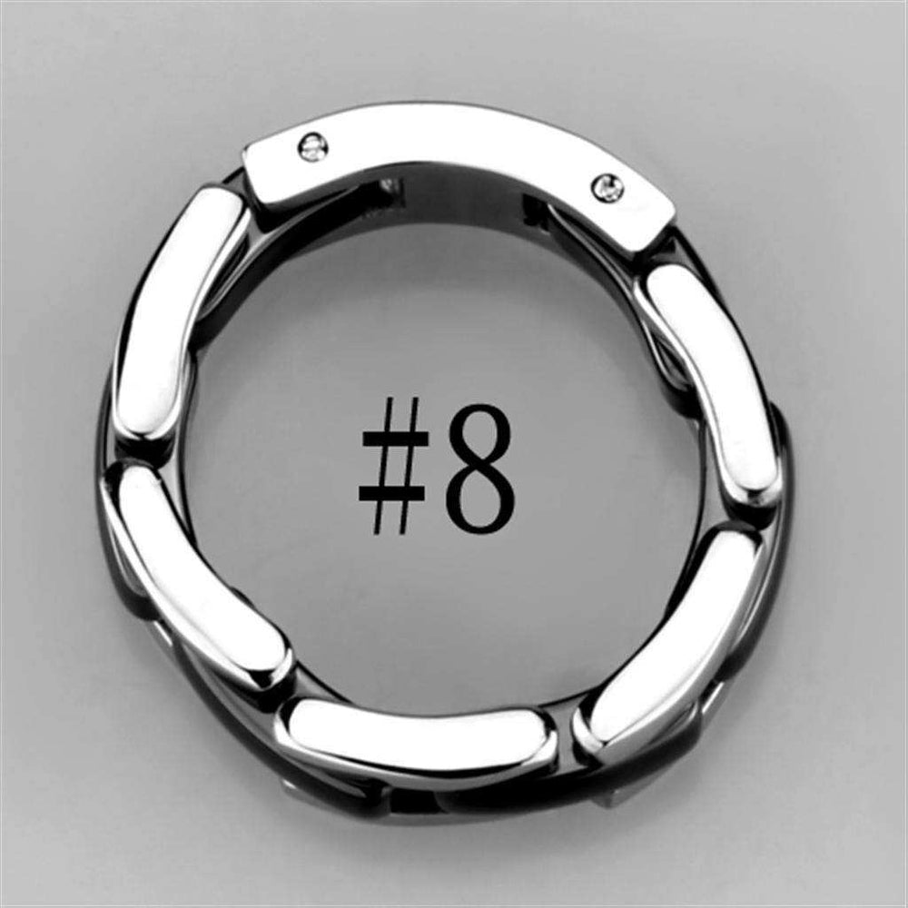Alamode High polished (no plating) Stainless Steel Ring with Ceramic in Jet - Alamode - Flyclothing LLC