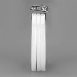 Alamode High polished (no plating) Stainless Steel Ring with Ceramic in White - Alamode - Flyclothing LLC
