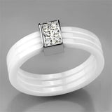 Alamode High polished (no plating) Stainless Steel Ring with Ceramic in White - Alamode - Flyclothing LLC